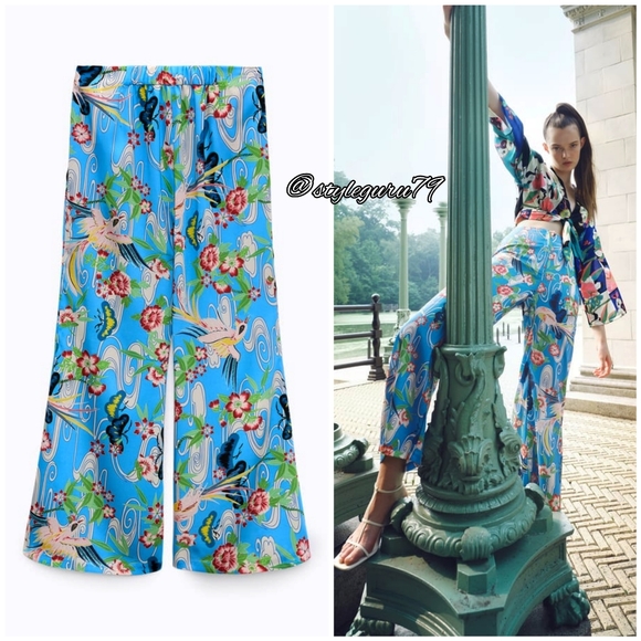 NWT, ZARA, Printed High Waisted Trousers - Picture 2 of 4